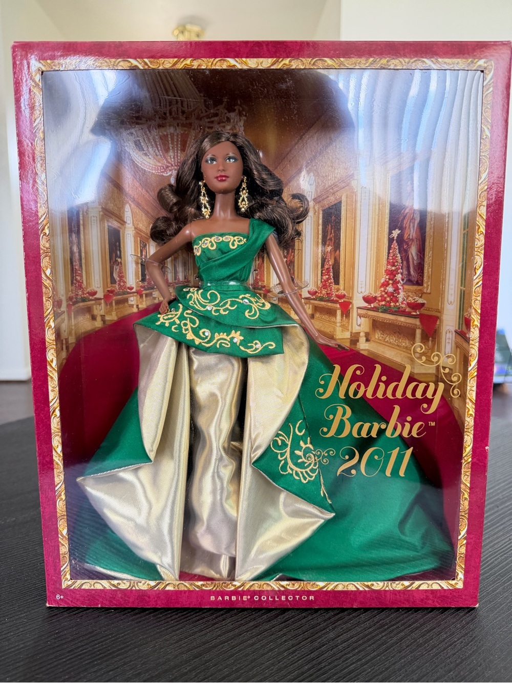 2011 Holiday Barbie Doll in Green and Gold Gown